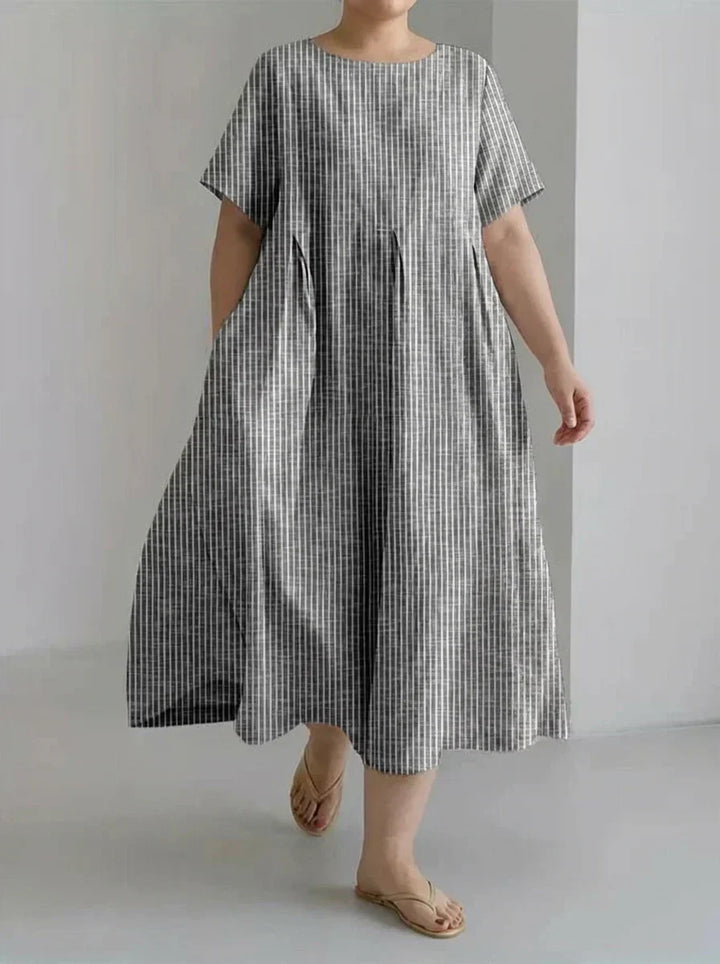 Laisa | Ladies Casual With Retro Stripe Design Loose Dress
