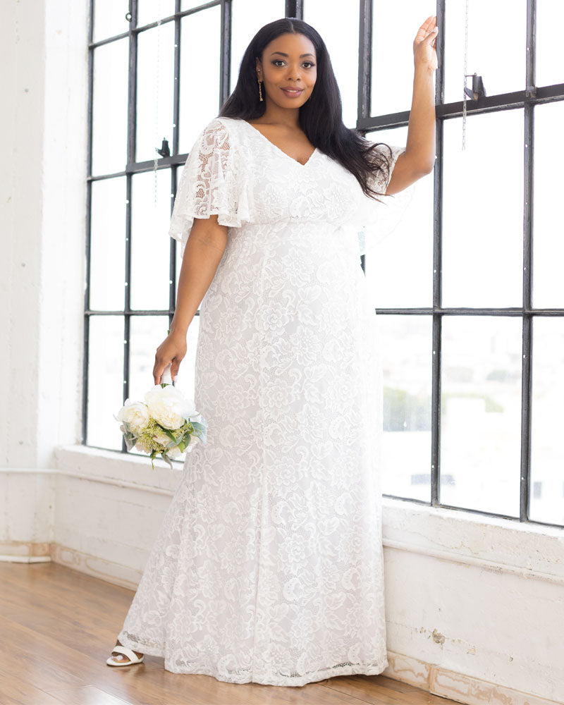 Clarissa Lace Flutter Sleeve Long Wedding Gown