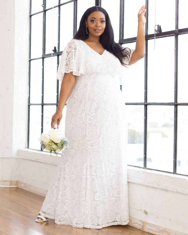 Clarissa Lace Flutter Sleeve Long Wedding Gown