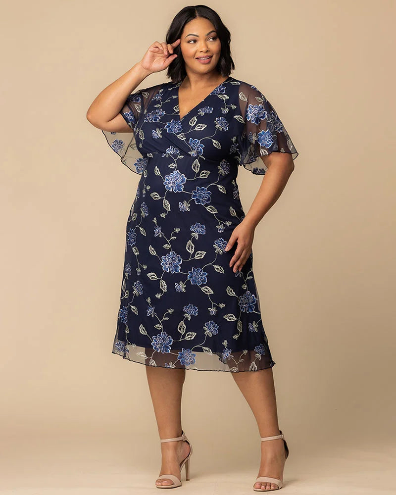 Sonnet Embroidered Midi Cocktail Dress
