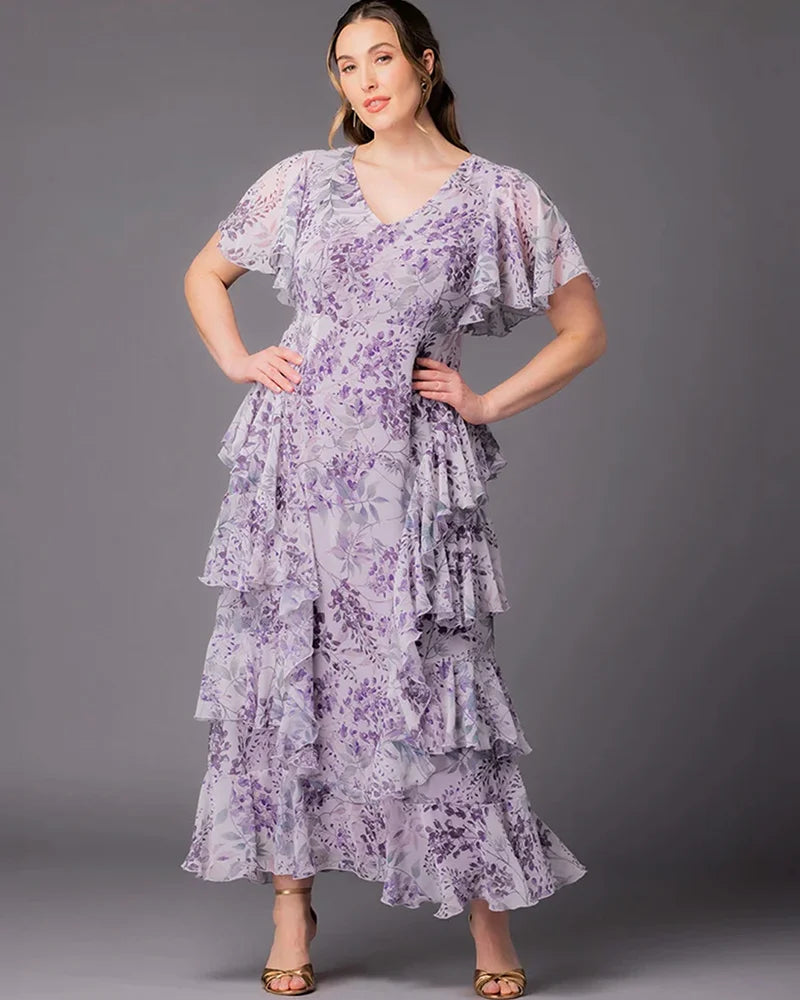 Tour de Flounce Chiffon Evening Gown