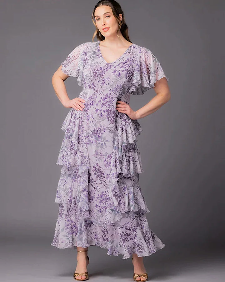 Tour de Flounce Chiffon Evening Gown