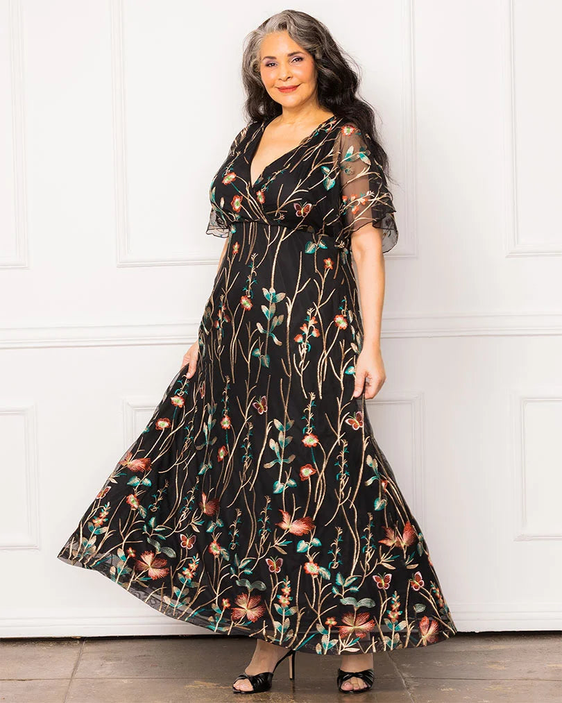 Embroidered Elegance Evening Gown