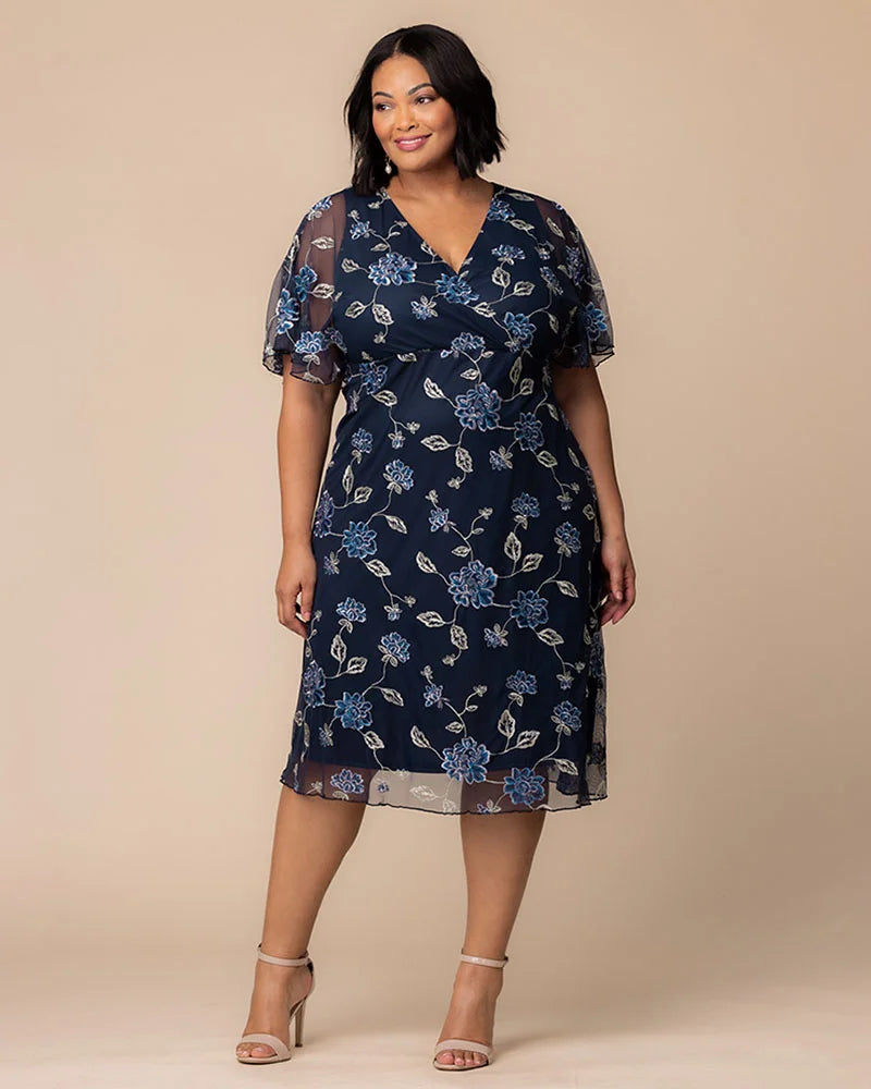Sonnet Embroidered Midi Cocktail Dress