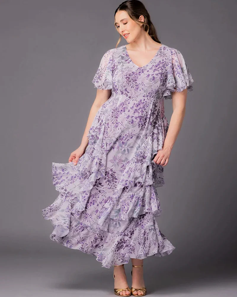Tour de Flounce Chiffon Evening Gown