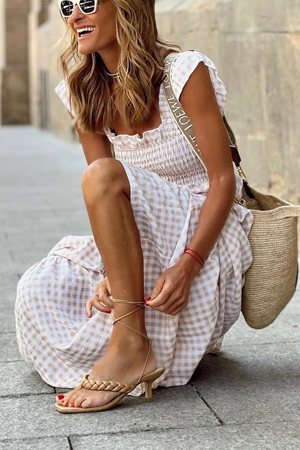Ivara - Elegant Plaid Summer Dress