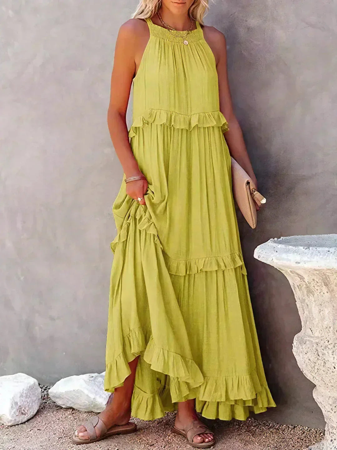 Robyn - Halter Ruffle Maxi Dress