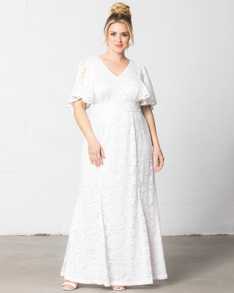 Clarissa Lace Flutter Sleeve Long Wedding Gown
