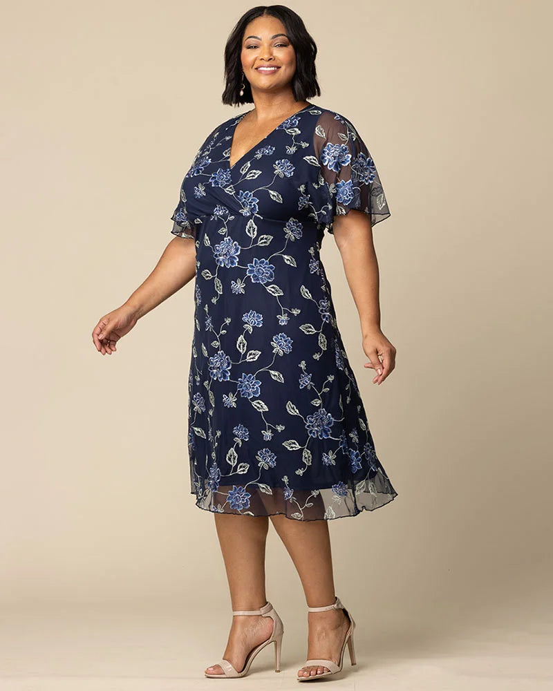 Sonnet Embroidered Midi Cocktail Dress