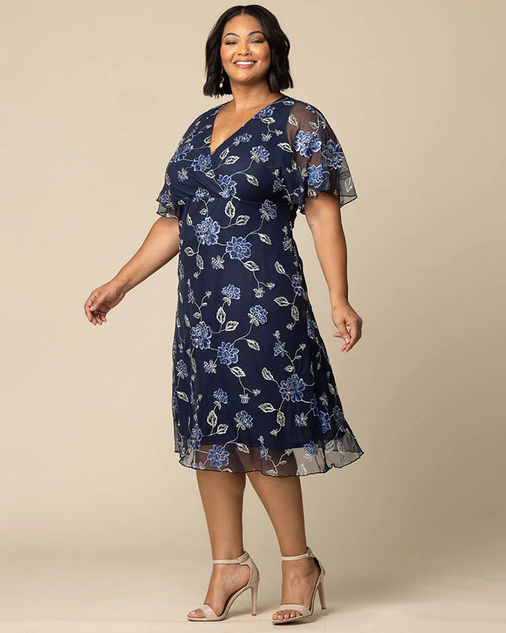 Sonnet Embroidered Midi Cocktail Dress