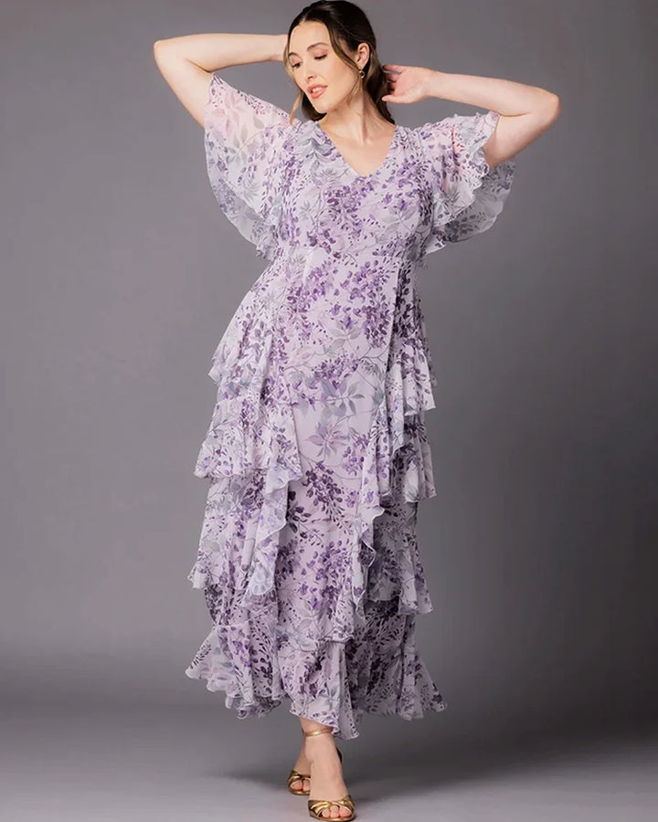 Tour de Flounce Chiffon Evening Gown