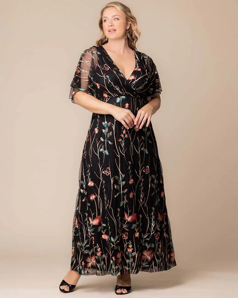 Embroidered Elegance Evening Gown