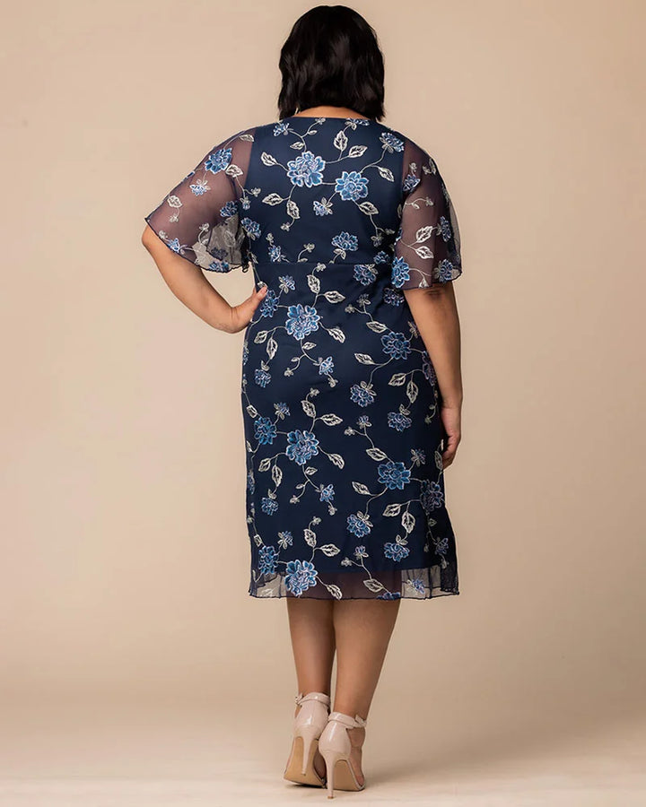 Sonnet Embroidered Midi Cocktail Dress