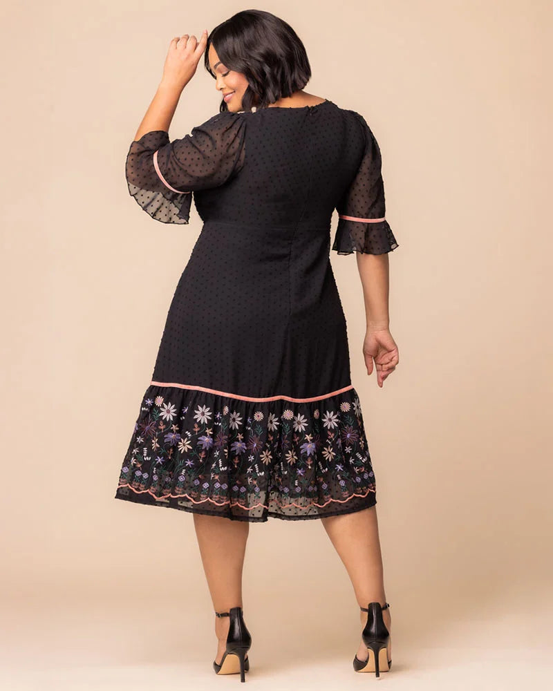 Mesmerizing Embroidered Cocktail Midi Dress - Sale!