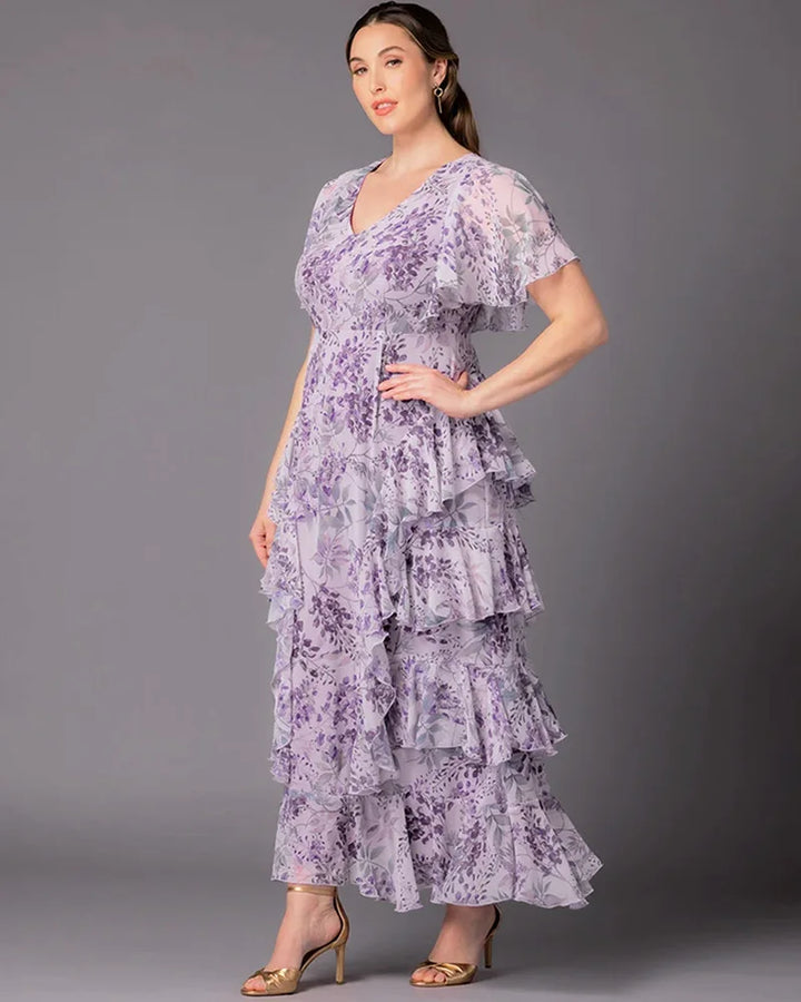 Tour de Flounce Chiffon Evening Gown