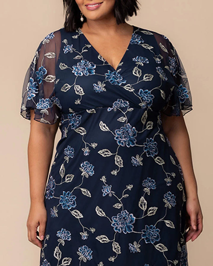 Sonnet Embroidered Midi Cocktail Dress