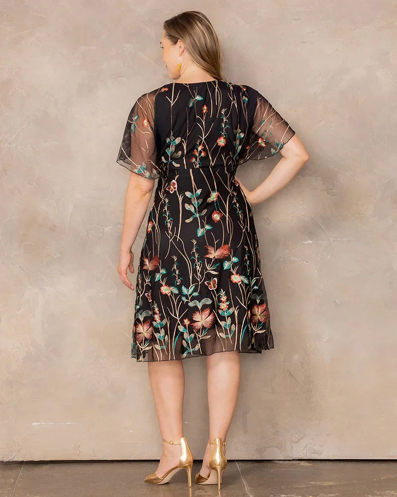 Sonnet Embroidered Midi Cocktail Dress