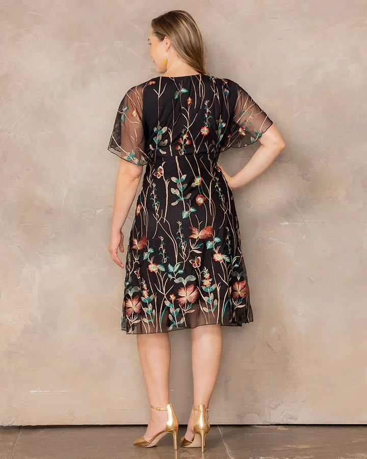 Sonnet Embroidered Midi Cocktail Dress