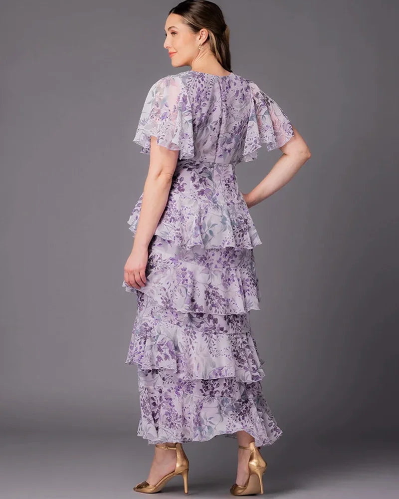Tour de Flounce Chiffon Evening Gown