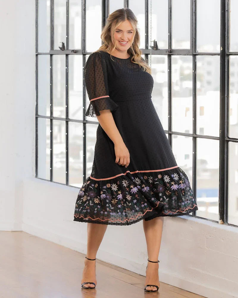 Mesmerizing Embroidered Cocktail Midi Dress - Sale!