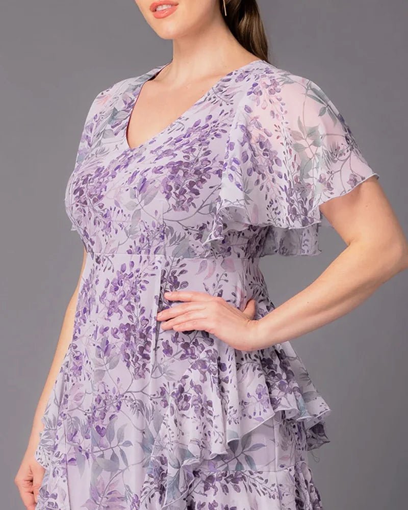 Tour de Flounce Chiffon Evening Gown