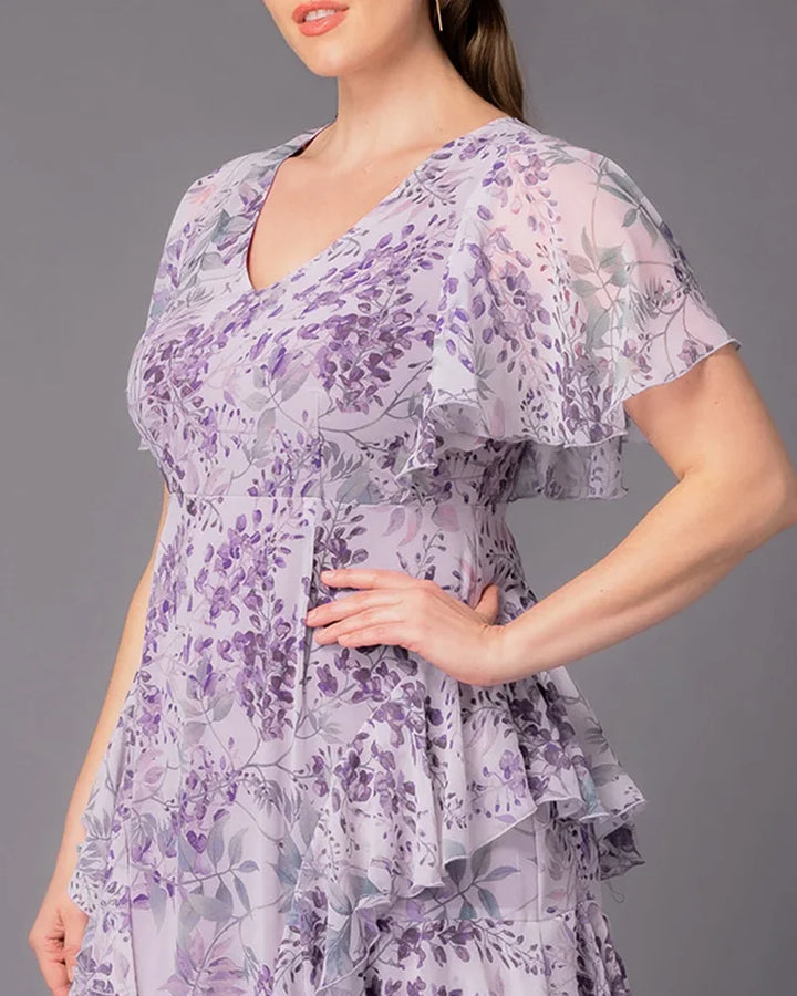 Tour de Flounce Chiffon Evening Gown