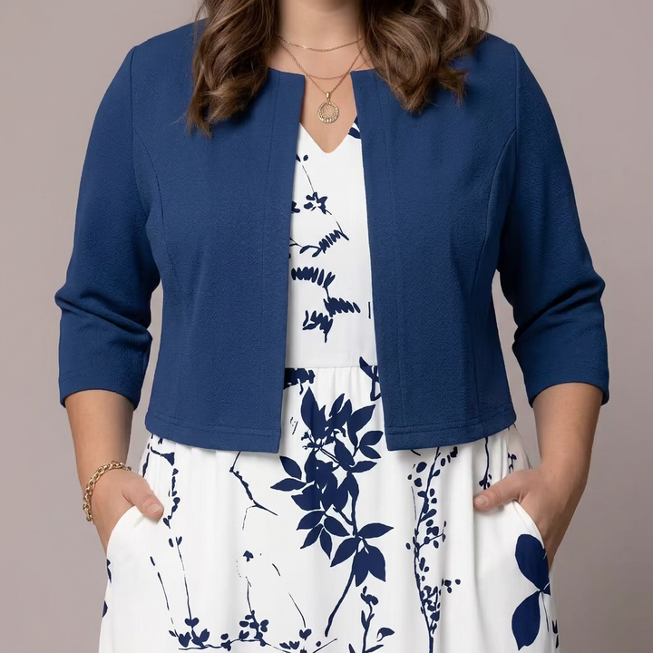 Avisa | Floral Print A-Line Maxi Dress with Cropped Bolero Jacket