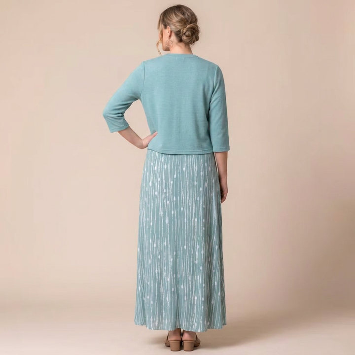 Avisa | Floral Print A-Line Maxi Dress with Cropped Bolero Jacket