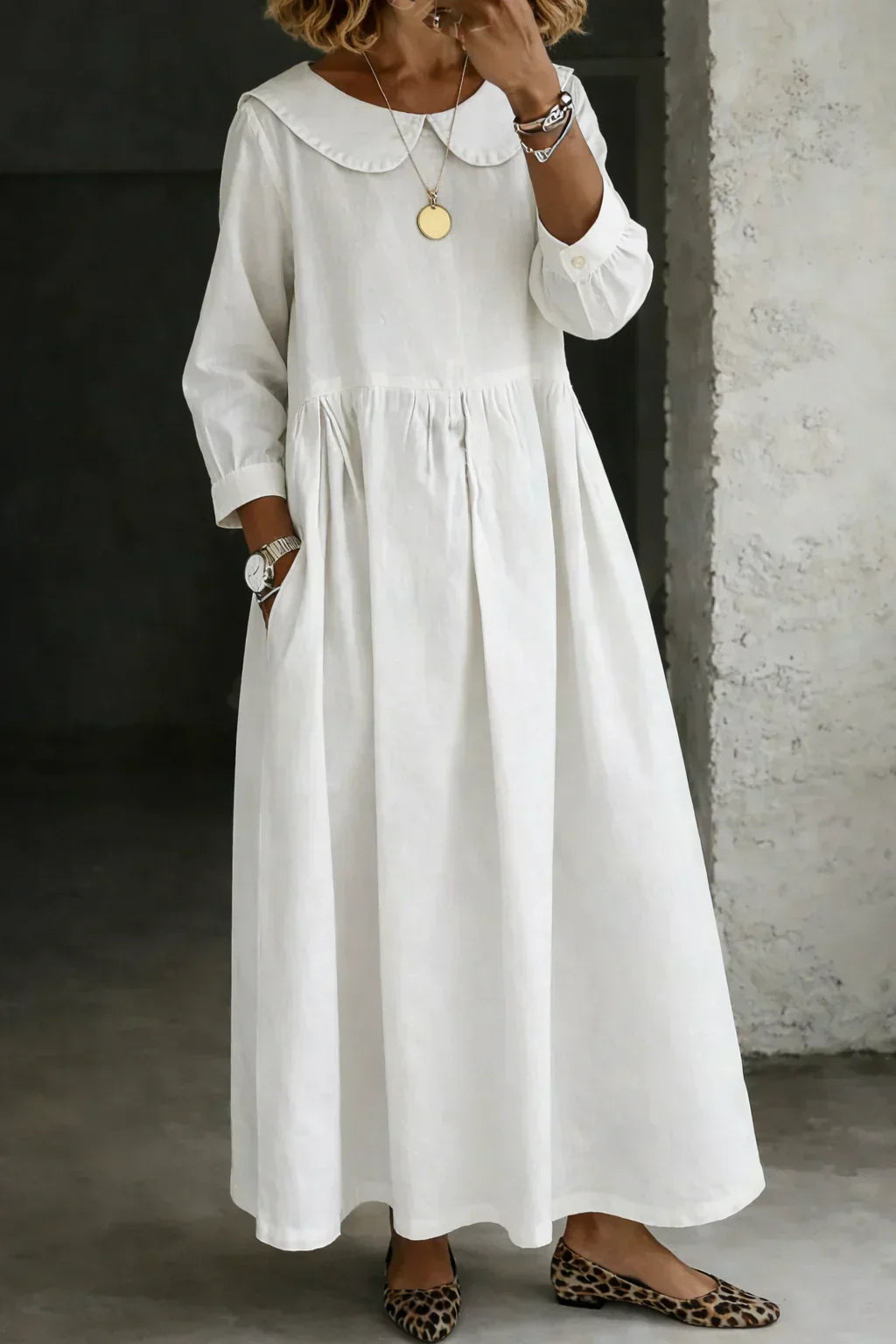 Zora | Round Neck Long Sleeve Denim Dress