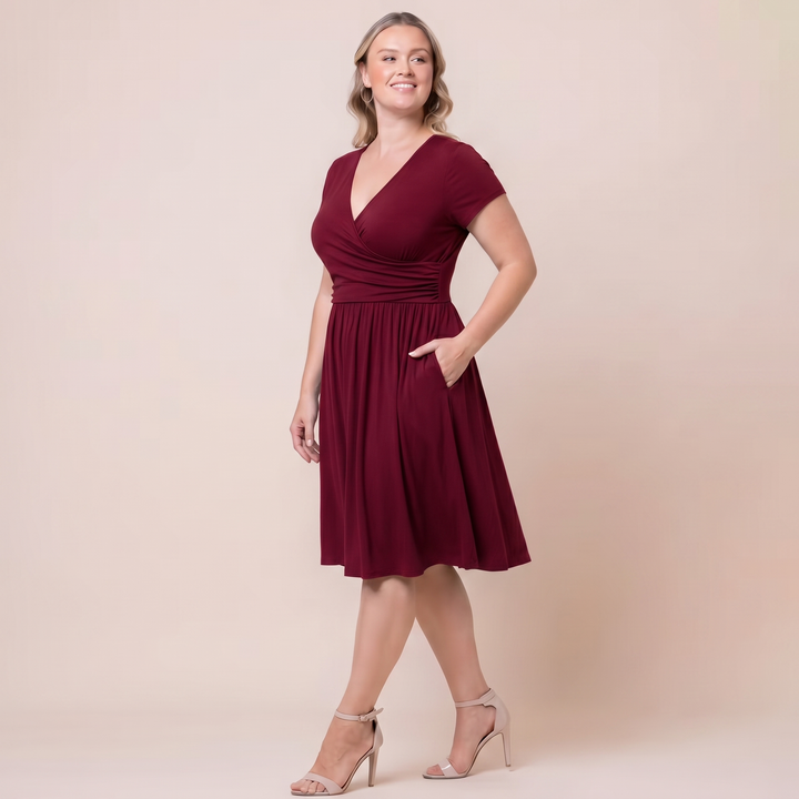 Draped in Class Navy Short Sleeve Wrap Dress - Sale!