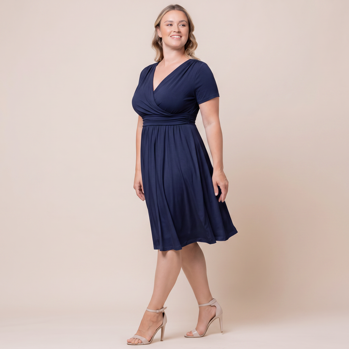 Draped in Class Navy Short Sleeve Wrap Dress - Sale!