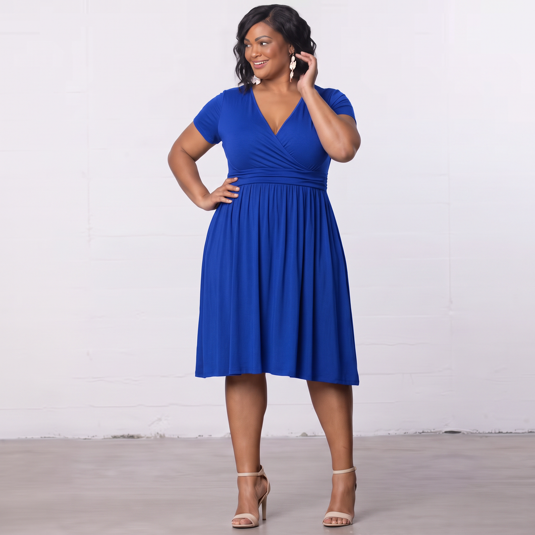 Draped in Class Navy Short Sleeve Wrap Dress - Sale!