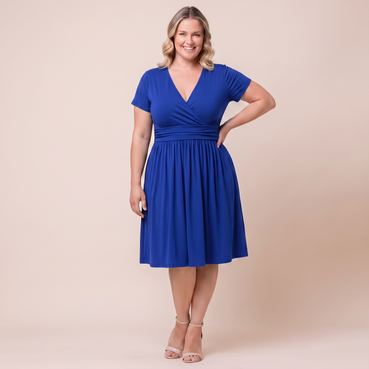 Draped in Class Navy Short Sleeve Wrap Dress - Sale!