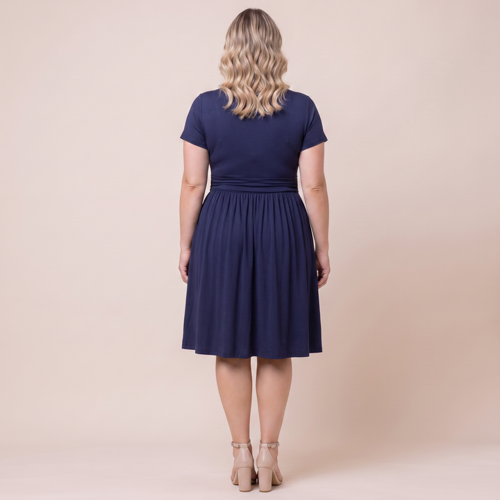 Draped in Class Navy Short Sleeve Wrap Dress - Sale!