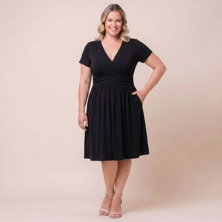 Draped in Class Navy Short Sleeve Wrap Dress - Sale!