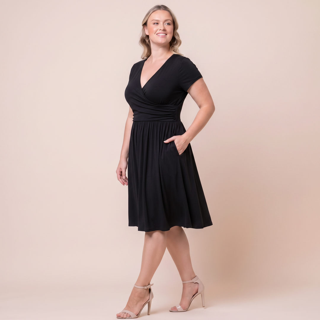 Draped in Class Navy Short Sleeve Wrap Dress - Sale!