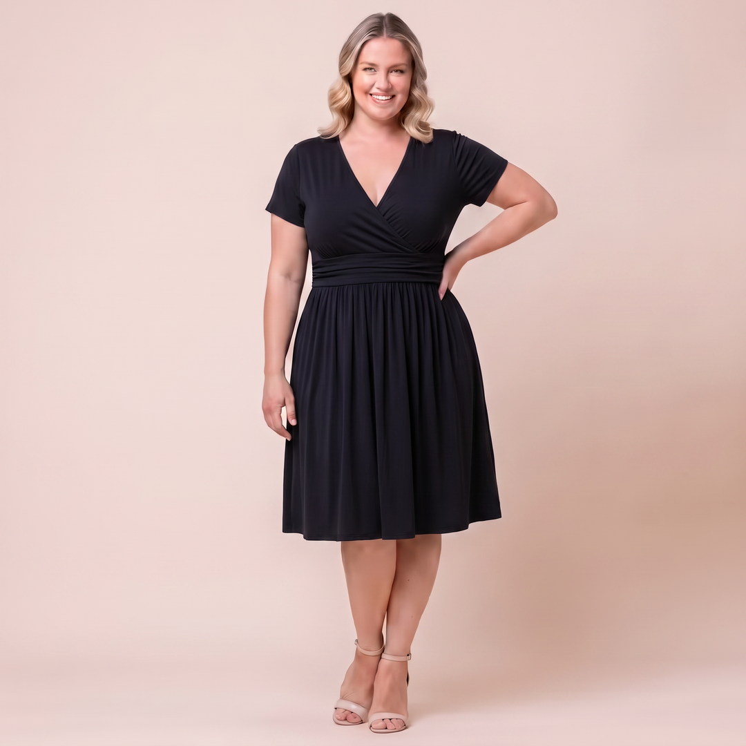 Draped in Class Navy Short Sleeve Wrap Dress - Sale!