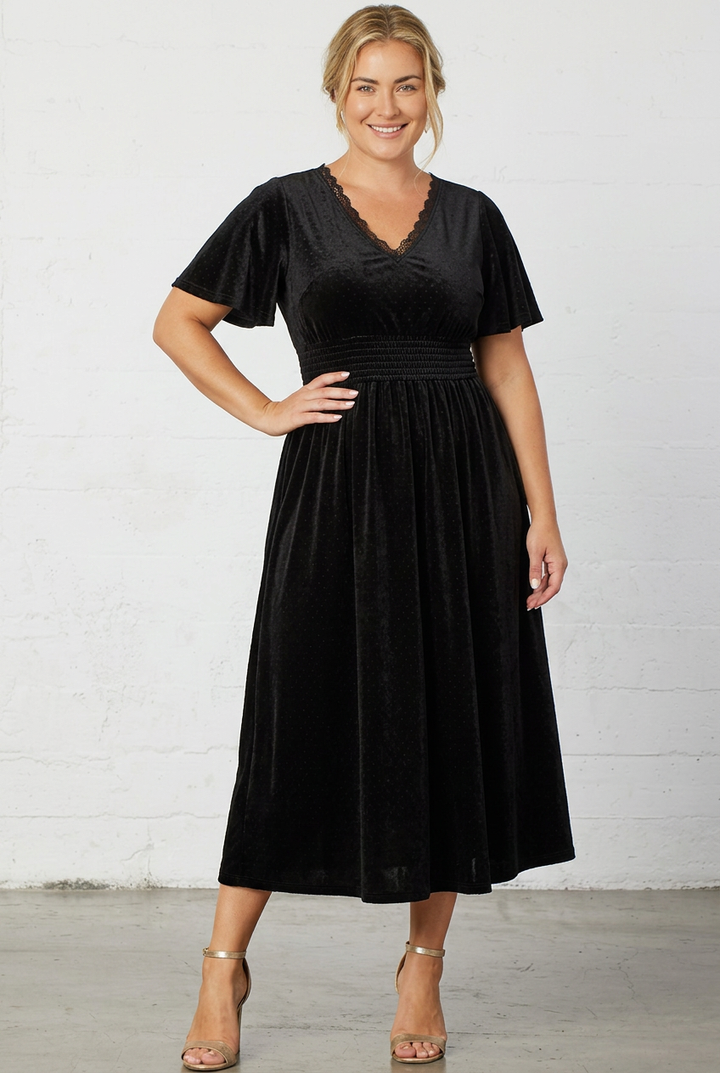 Elara Velvet Midi Dress