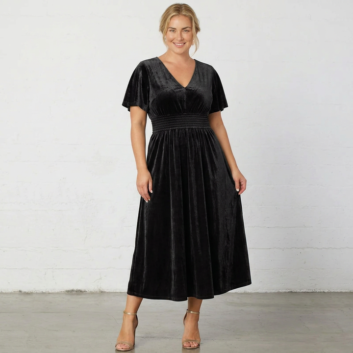 Elara Velvet Midi Dress