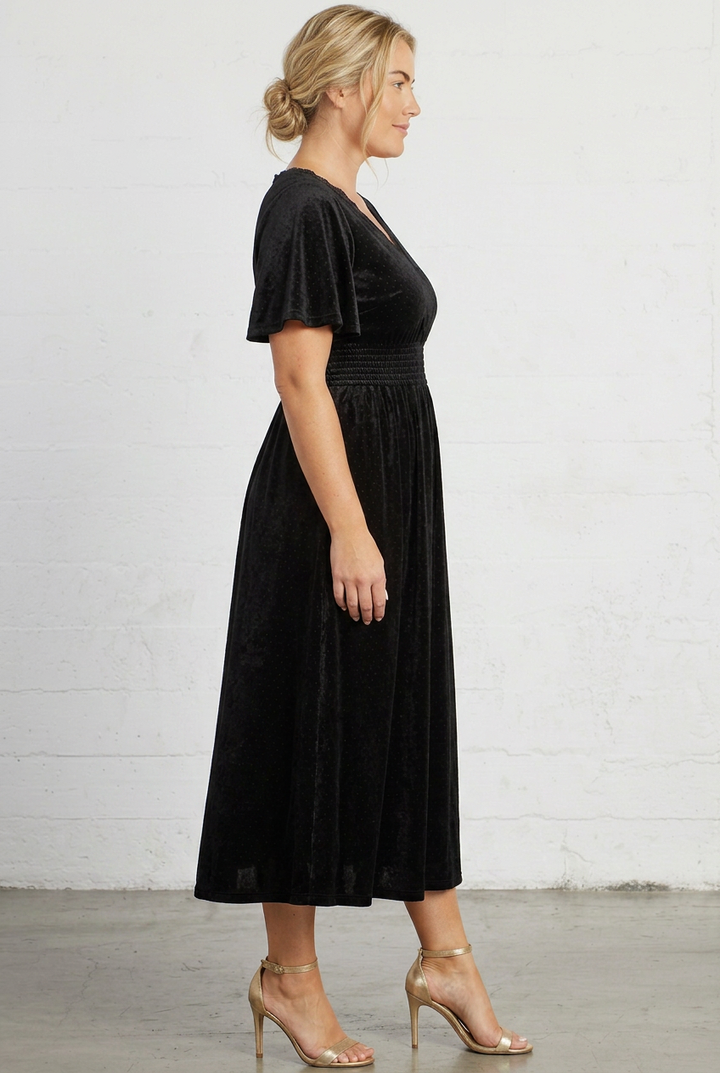 Elara Velvet Midi Dress