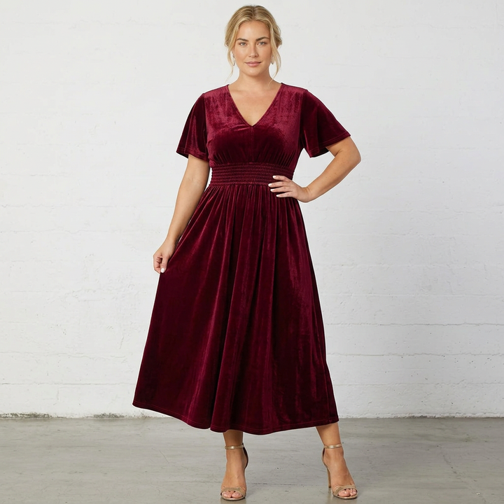 Elara Velvet Midi Dress