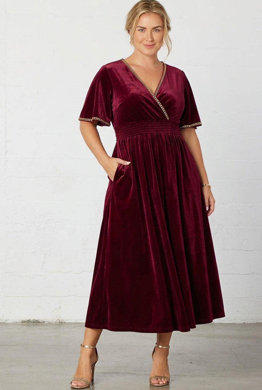 Elara Velvet Midi Dress