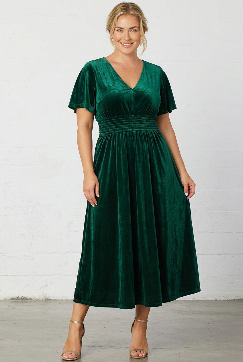 Elara Velvet Midi Dress