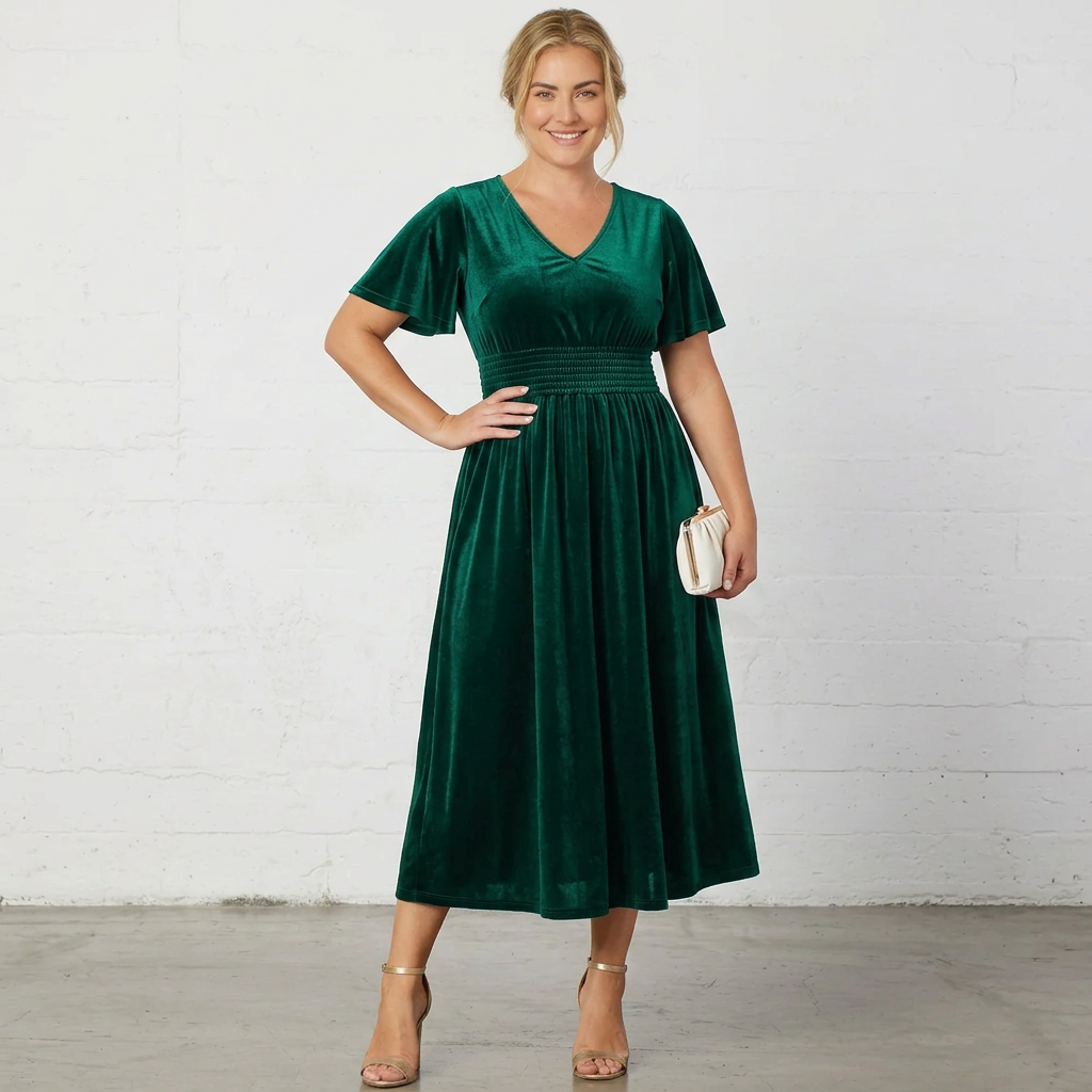Elara Velvet Midi Dress