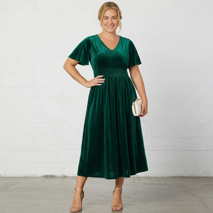 Elara Velvet Midi Dress