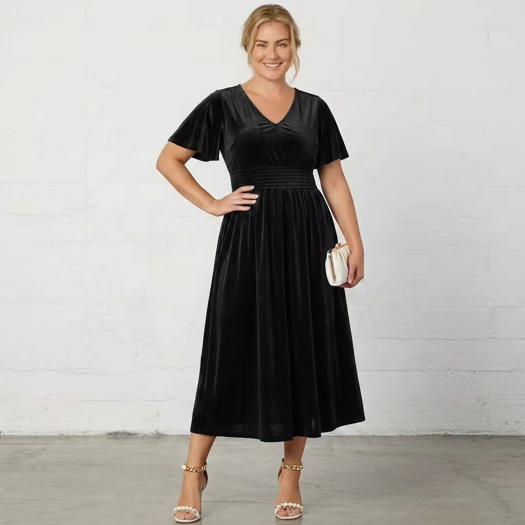 Elara Velvet Midi Dress