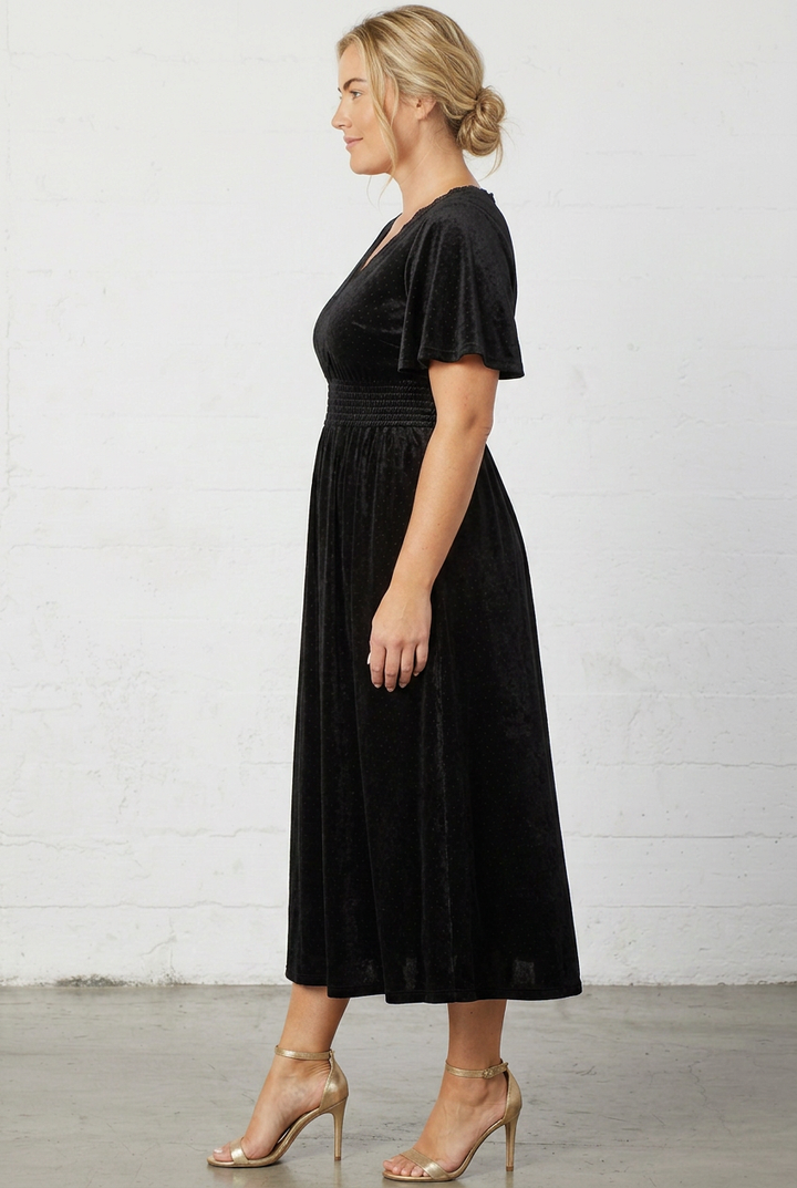 Elara Velvet Midi Dress