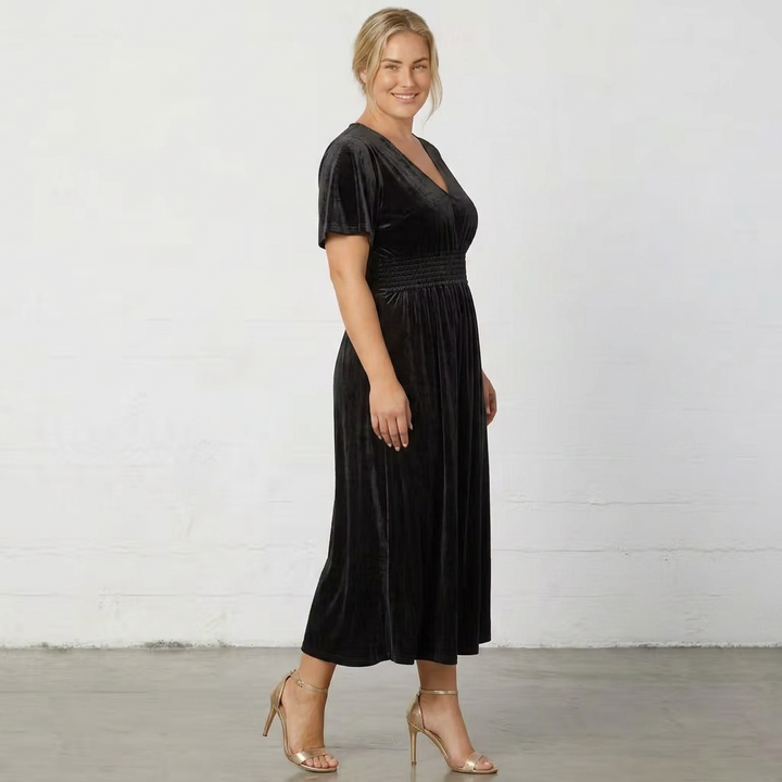 Elara Velvet Midi Dress