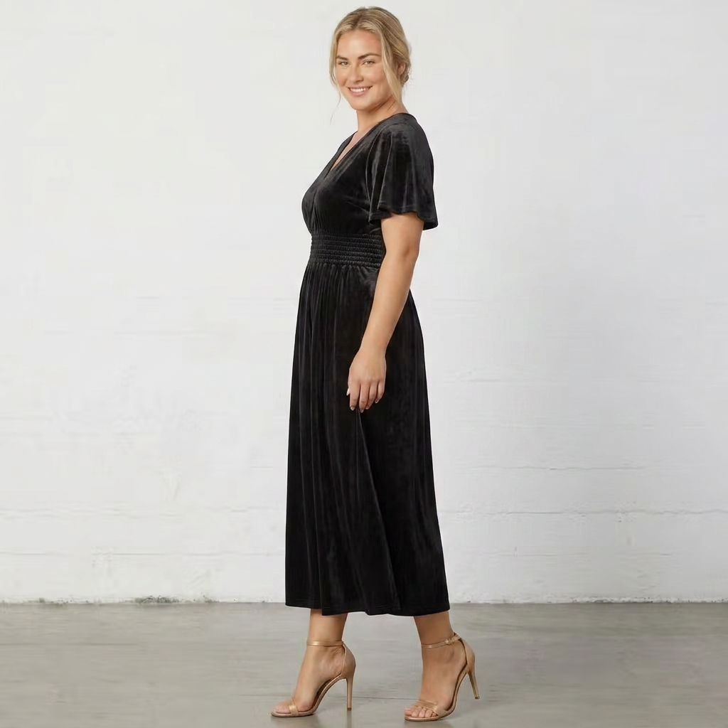Elara Velvet Midi Dress
