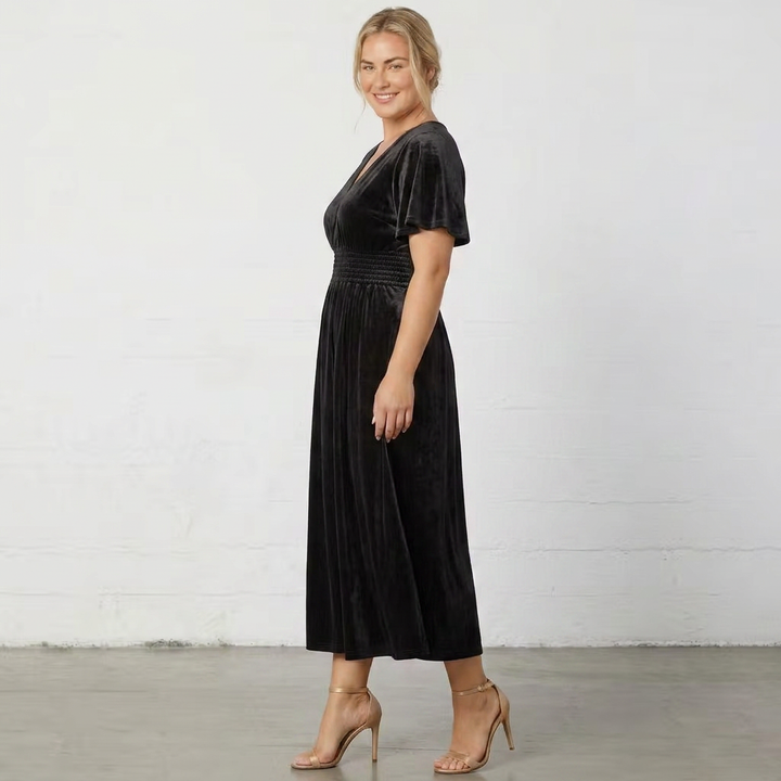 Elara Velvet Midi Dress